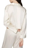 Florence By Mills Stardust Satin Crop Pajama Shirt In Jet Stream
