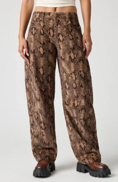 Florence By Mills Stretch Corduroy Barrel Leg Pants In Animal Print