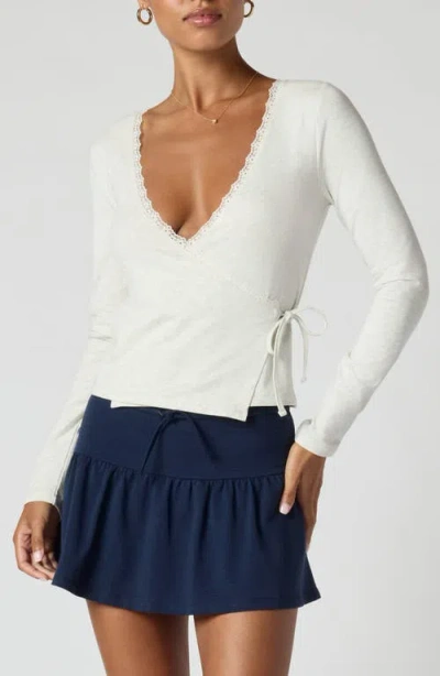 Florence By Mills Stretch Jersey Wrap Top In White