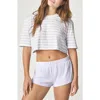 Florence By Mills Stripe Core Crop T-shirt In White