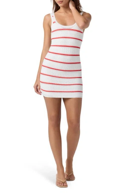 Florence By Mills Stripe Pointelle Stitch Minidress In White