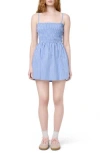 Florence By Mills Stripe Smocked Bodice Cotton Blend Mini Sundress In Blue