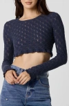 Florence By Mills Sweet As Honeycomb Crop Sweater In Blue