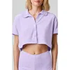 Florence By Mills Terry Cloth Crop Snap-up Shirt In Purple