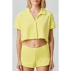 Florence By Mills Terry Cloth Crop Snap-up Shirt In Yellow
