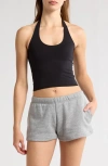 Florence By Mills Terry Halter Crop Top In Black