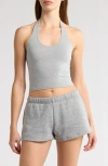Florence By Mills Terry Halter Crop Top In Gray