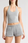 Florence By Mills Terry Halter Crop Top In Heather Grey
