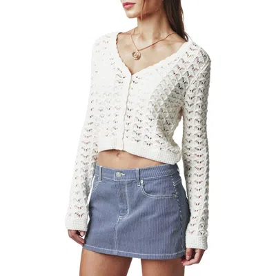 Florence By Mills Textured Knit Cropped Cardigan In White