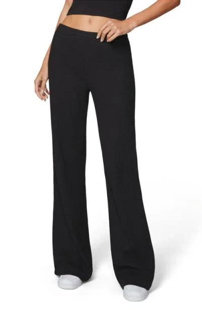Florence By Mills Thermal Wide Leg Pants In Black