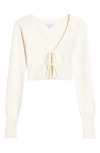 Florence By Mills Tie Front Crop Cardigan In Whitecap Grey