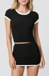 Florence By Mills Tipped Crewneck Rib T-shirt In Black