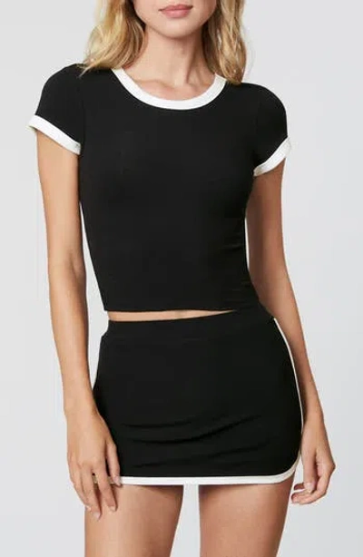Florence By Mills Tipped Crewneck Rib T-shirt In Black