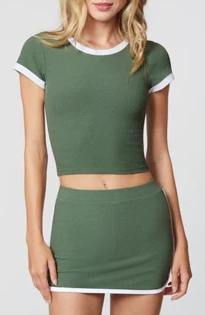 Florence By Mills Tipped Crewneck Rib T-shirt In Green