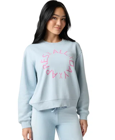 Florence By Mills Women's Cozy Crush Graphic Crewneck Pullover In Blue