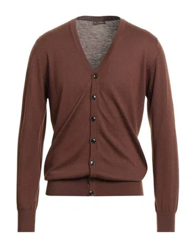 Florence Cashmere Man Cardigan Chocolate Brown Size 42 Wool, Cashmere, Silk, Nylon