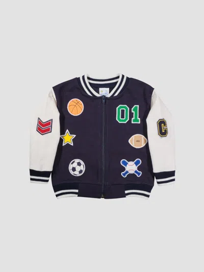 Florence Eiseman Baby Boy's & Little Boy's French Terry Varsity Jacket In Navy White
