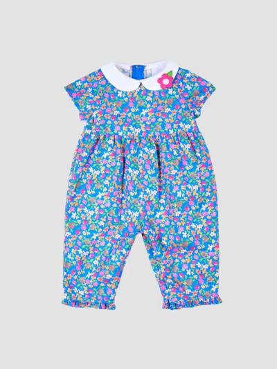 Florence Eiseman Baby Girl's Floral Collared Coverall In Blue