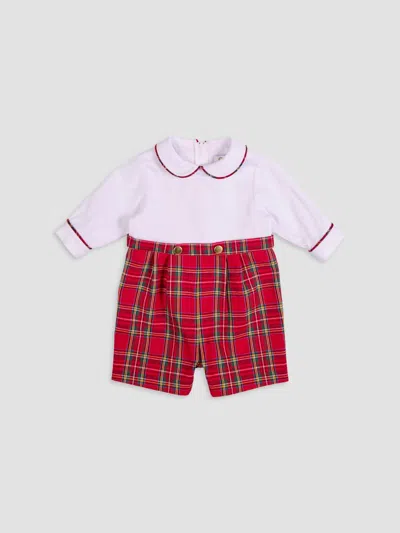 Florence Eiseman Boy's Baby Boy's Piqué Plaid Shortalls In Red Multi
