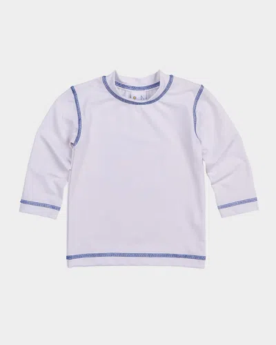 Florence Eiseman Kids' Boy's Contrast Stitched Rashguard Swim Top In White