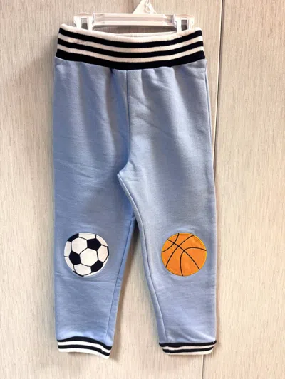 Florence Eiseman Kids' Boy's French Terry Pants With Sport In Sky Blue/navy