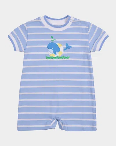 Florence Eiseman Kids' Boy's Pique Knit Stripe Shortalls In Lt Blue