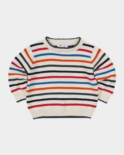 Florence Eiseman Kids' Boy's Raised Stripe Cotton Sweater In White