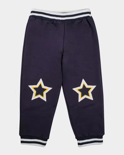 Florence Eiseman Kids' Boy's Star Applique French Terry Pants In Blue