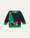 Florence Eiseman Boy's Sweater W/ Christmas Tree Intarsia In Navy