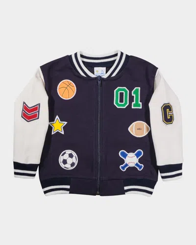 Florence Eiseman Kids' Boy's Varsity Sports Jacket In Black