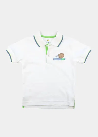 Florence Eiseman Kids' Boys' Baseball Polo Shirt In White/blue