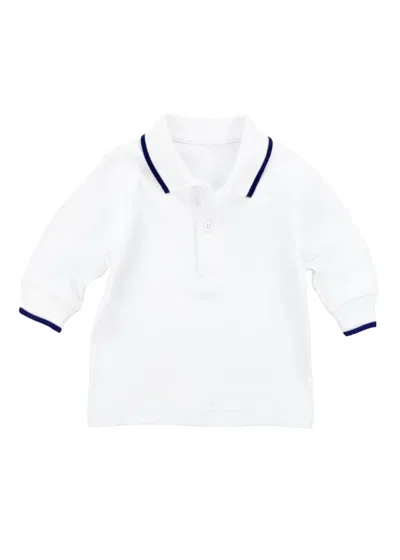 Florence Eiseman Kids' Boys' Long Sleeve Polo With Tipping In White/navy