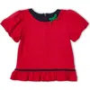 Florence Eiseman Bubble Sleeve Top With Cherries In Red