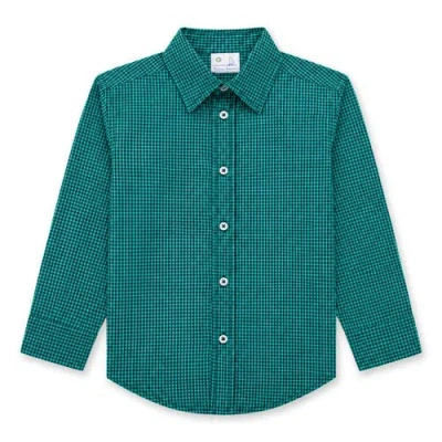 Florence Eiseman Kids'  Check Button Down Shirt In Green