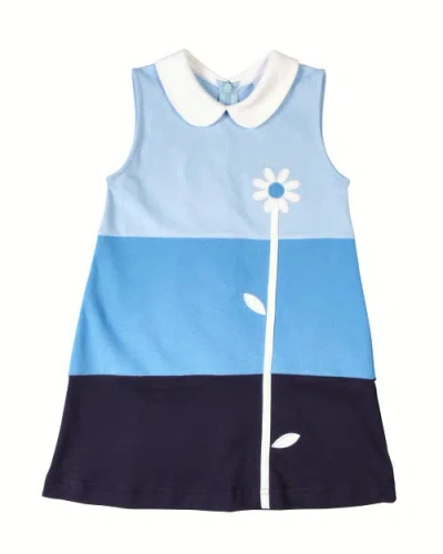 Florence Eiseman Kids'  Colorblock Knit Dress With Flower In Blue