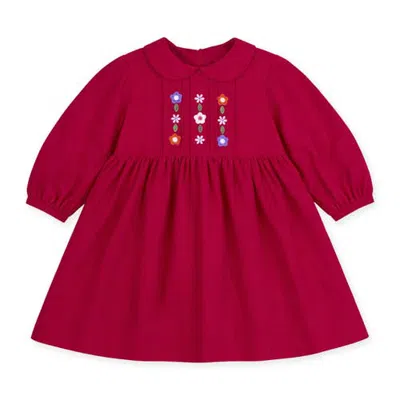 Florence Eiseman Corduroy Dress With Flowers (baby) In Burgundy