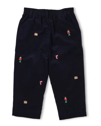 Florence Eiseman Kids'  Corduroy Fake Fly Pants With Allover Embroidery In Black