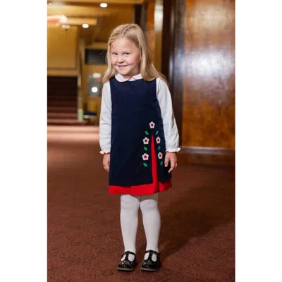 Florence Eiseman Kids'  Corduroy Jumper With Flowers In Blue