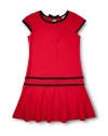 Florence Eiseman Crepe Knit Dress With Velvet Trim In Red
