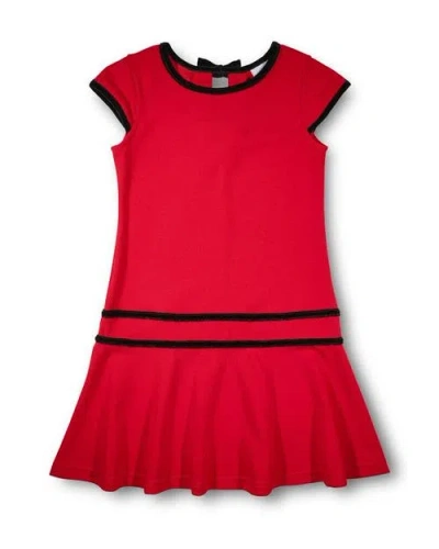 Florence Eiseman Kids'  Crepe Knit Dress With Velvet Trim In Red