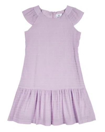 Florence Eiseman Kids'  Crinkle Lawn Dress With Shirred Hem Ruffle In Purple