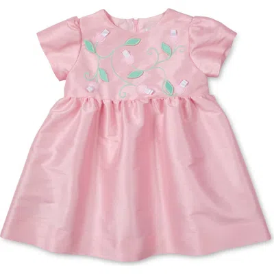 Florence Eiseman Kids'  Dupioni Dress With Flower Vines In Pink