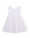 Florence Eiseman Girl's Embroidered Daisy Flutter-sleeve Dress In White/yellow