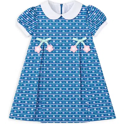 Florence Eiseman Babies'  Floral Dress With Flower Ties In Blue