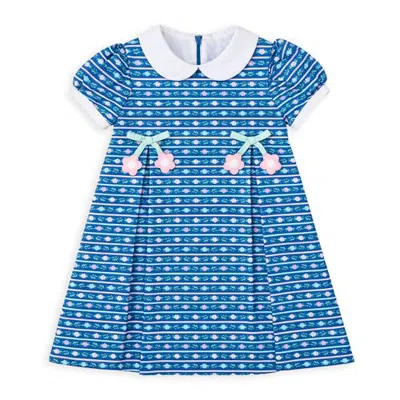 Florence Eiseman Kids'  Floral Dress With Flower Ties In Blue