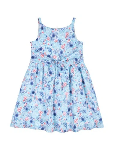 Florence Eiseman Kids'  Floral Dress With Front Tie In Blue/multicolor