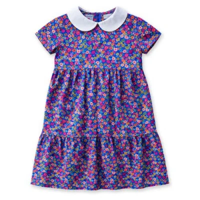 Florence Eiseman Kids'  Floral Print Dress With Collar In Blue