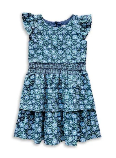 Florence Eiseman Kids'  Floral Print Dress With Waist Ruching In Multi