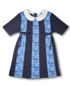 Florence Eiseman Floral Print Knit Colorblock Dress In Multi