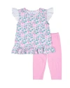 Florence Eiseman Floral Print Top With Capri Leggings In Pink